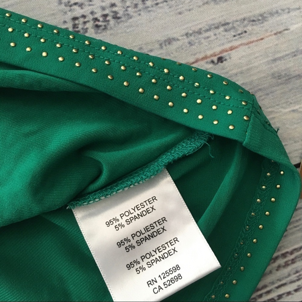 Green Drape neck Top with Gold Accents - Picture 6 of 8